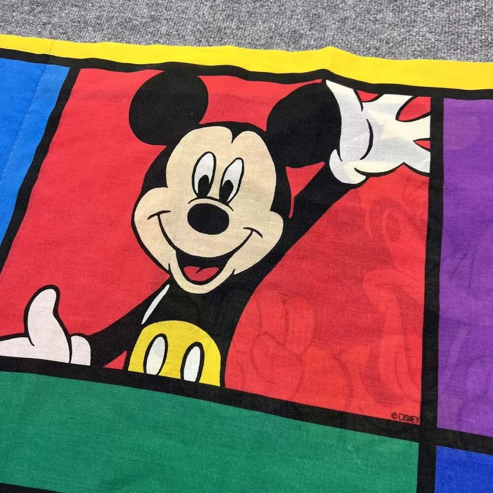 Vintage Disney Pillowcase Mickey Mouse Goofy Pop Art Cotton Made in USA Standard